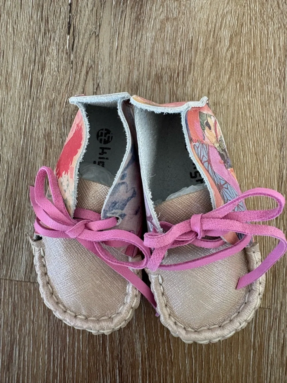 NWOT Handmade Kimono Inspired Print Genuine Leather Baby Shoes Size 12 months